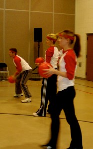 dodgeball game In the midst of a heated battle